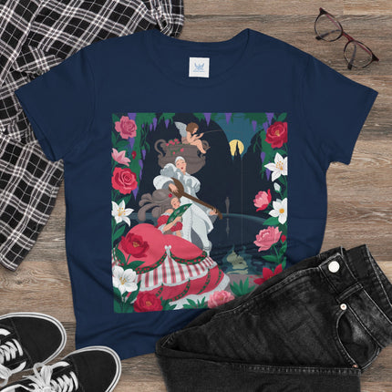 🌹🎶 The Midnight Garden Serenade Cotton Tee – Art Deco Romantic Fantasy