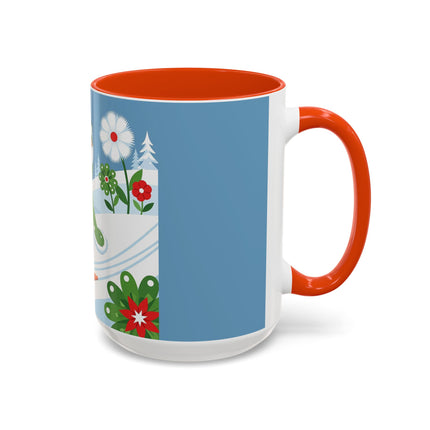🎿❄️ The Winter Garden Skier Colorful Mug – Whimsical Holiday Fantasy