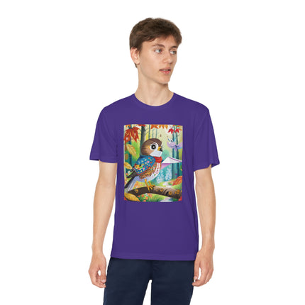 Baby Hawk Plays in Forest Youth Competitor Tee