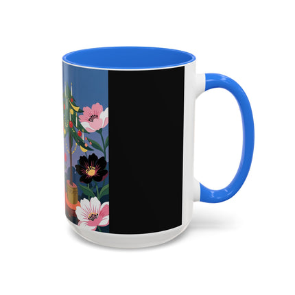 🌹🎄 The Lady Of The Candlelit Rose Tree Colorful Mug – Art Deco Christmas Garden