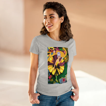 Women's Enchanted Pansy Print Midweight Cotton Tee
