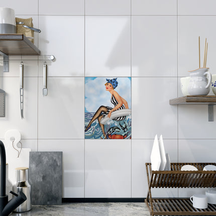 Playful Waves and Fashion Follies Ceramic Tile