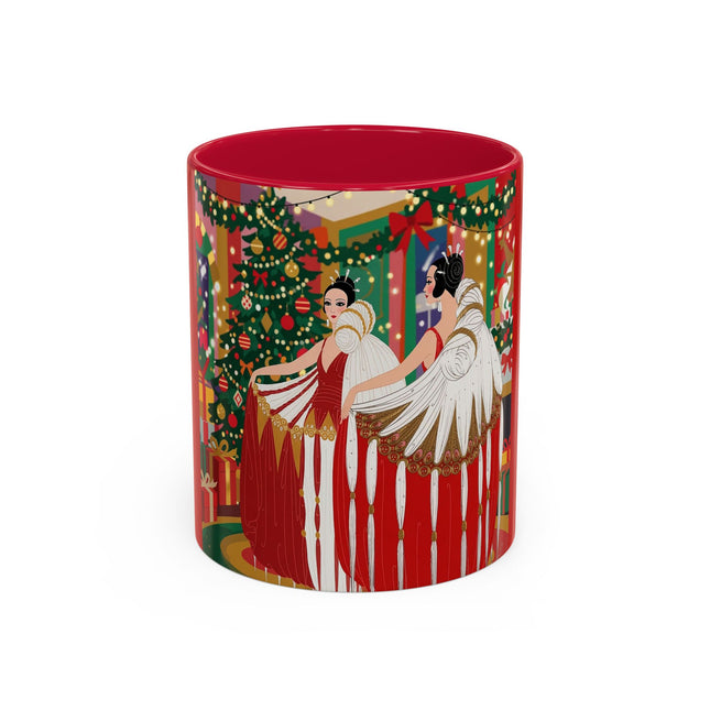🎄💃 The Christmas Mirror Duet Colorful Mug – Art Deco Holiday Elegance