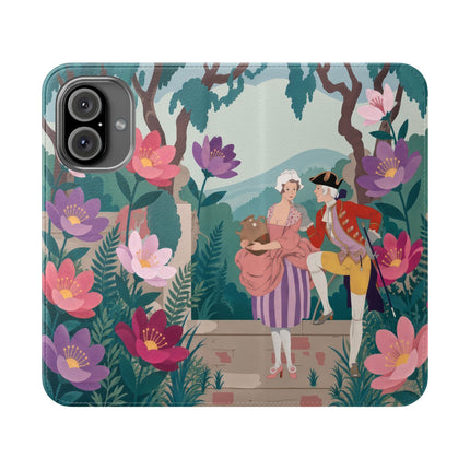🌺🎭 The Garden Courtship Flip Case – Art Deco Floral Romance