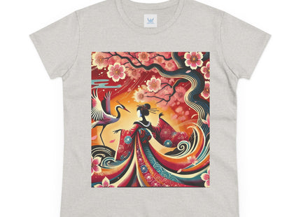 Fairy and Stork Beneath the Cherry Blossoms Cotton Tee