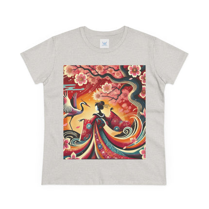 Fairy and Stork Beneath the Cherry Blossoms Cotton Tee