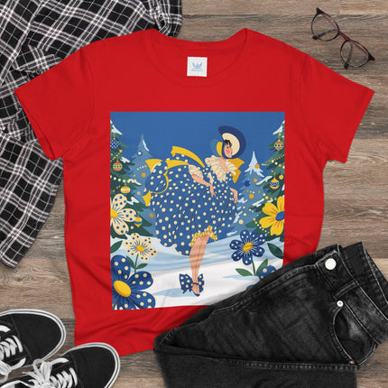 ❄️💙 The Bluebell Christmas Promenade Cotton Tee – Art Deco Holiday Elegance
