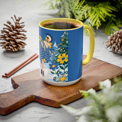 💙🌼 The Bluebell Christmas Promenade Colorful Mug – Art Deco Holiday Fantasy