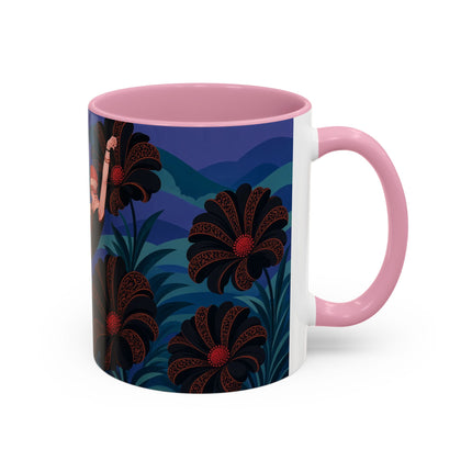 🖤🌺 The Midnight Floral Acrobat Colorful Mug – Art Deco Fashion Whimsy
