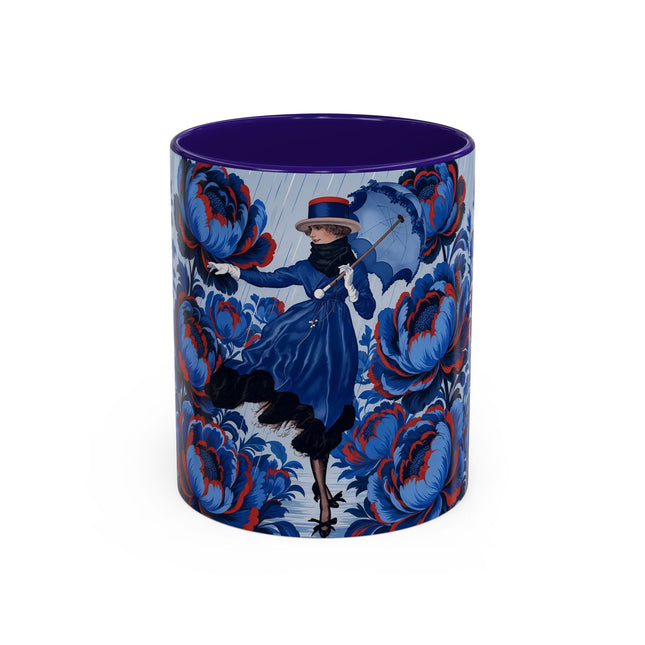 ☔💙 The Sapphire Rainfall Garden Colorful Mug – Art Deco Floral Elegance
