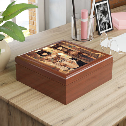 Egyptian Priestess Cats Jewelry Box