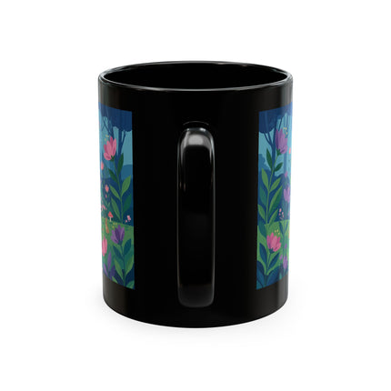 🌸☂️ The Lady Of The Enchanted Garden Stroll Ceramic Mug – Art Deco Floral Whimsy