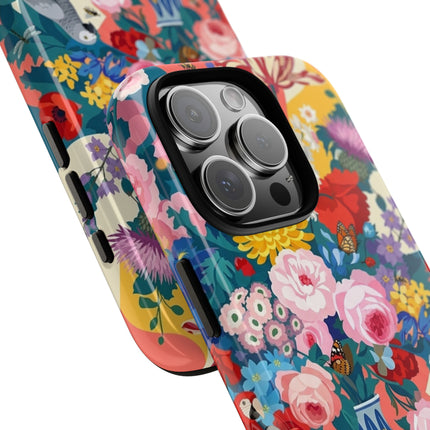 Floral Vanitas Phone Case – Parrot & Porcelain Splendor