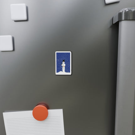 Snowman in Falling Snow Die-Cut Magnets (5 Sizes)