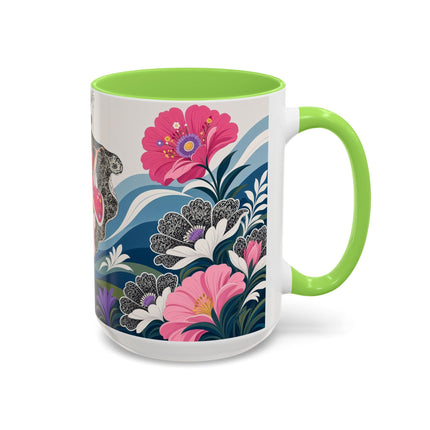 🌸🎀 The Pink Lace Garden Promenade Colorful Mug – Art Deco Fashion Elegance