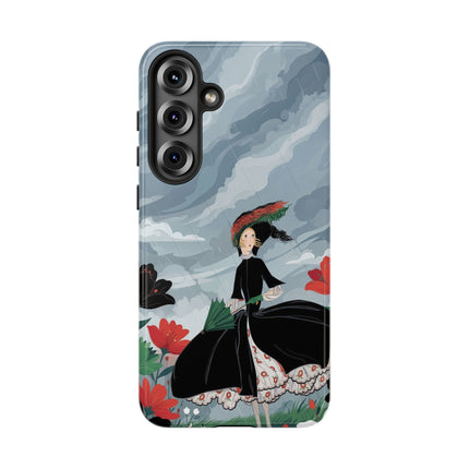 🌧️🌺 The Stormy Flower Walk Phone Case – Art Deco Floral Fashion