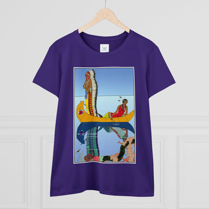 Le long du Missouri (Indian couple in a canoe on the Missouri River) by George Barbier Women's Midweight Cotton Tee
