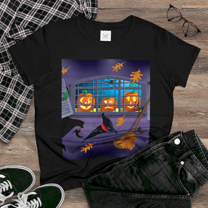 Whimsical Halloween Mischief Women's Midweight Cotton Tee