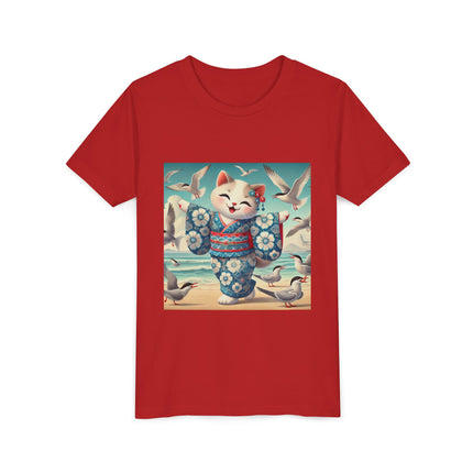 Geisha Kitten by the Seaside Youth Short Sleeve Tee