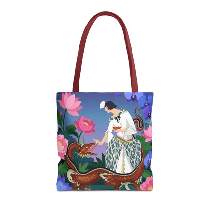 🐉🌸 The Dragon Keeper Tote Bag – Art Deco Floral Fantasy