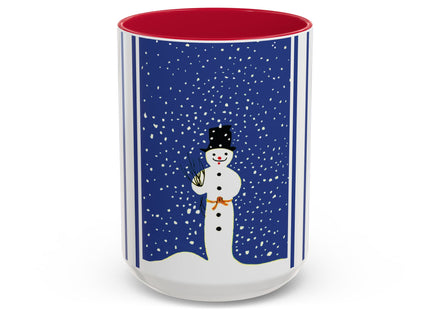 Snowman in Falling Snow Colorful Mugs (11oz, 15oz)