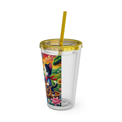 Sailor Kitten’s River Adventure Sunsplash Tumbler with Straw, 16oz