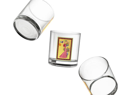 Elegant Holiday Woman with Gifts Rocks Glass, 10oz