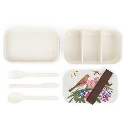 Pink-Breasted Bird & Wren Bento Lunch Box – Elegant Joy & Springtime Charm