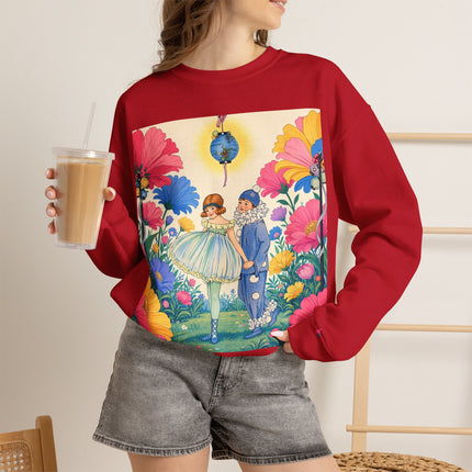 🌸🏮 The Lantern Garden Stroll Crewneck Sweatshirt – Art Deco Floral Whimsy
