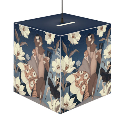 🌸✨ The Midnight Magnolia Masquerade Light Cube Lamp – Art Deco Nocturne