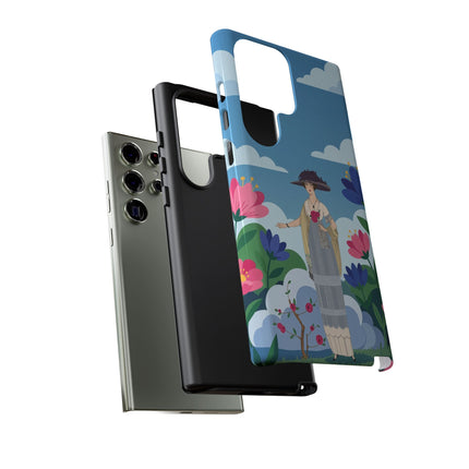 🌸🎩 The Lady Of The Grand Flower Garden Phone Case – Art Deco Fashion Illustration