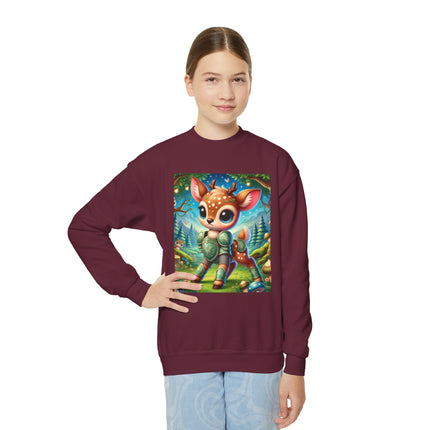 Fawn Defender Youth Crewneck Sweatshirt – Woodland Courage & Gentle Strength