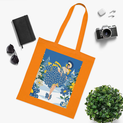 💙🎄 The Bluebell Christmas Promenade Cotton Tote Bag – Art Deco Holiday Elegance