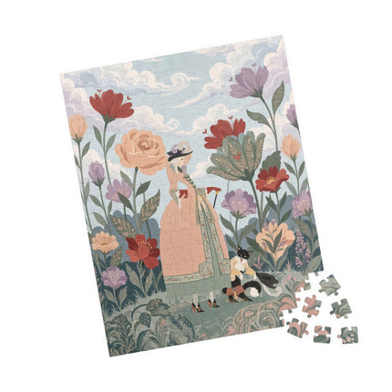 🌹🐈 The Lady And Puss In Boots Puzzle – Art Deco Floral Whimsy