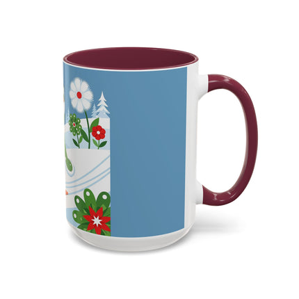 🎿❄️ The Winter Garden Skier Colorful Mug – Whimsical Holiday Fantasy
