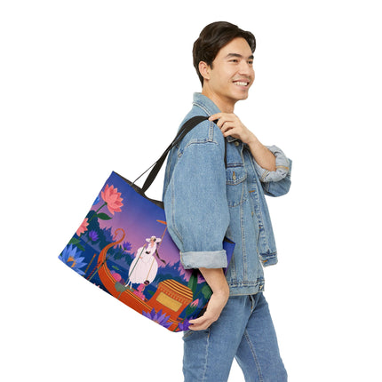 🪷🛶 The Lady Of The Lotus Lake Weekender Tote Bag – Art Deco Garden Voyage