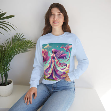 Petals in the Wind: The Kimono Fairy and the Sky Dragon Heavy Blend™ Crewneck Sweatshirt