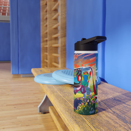 Cyber Glitch Cow Stainless Steel Water Bottle