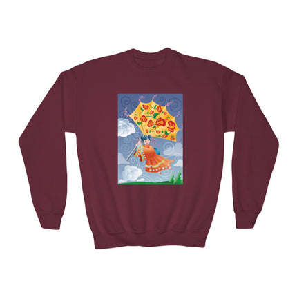 Flight of Blossoms Youth Crewneck Sweatshirt – Freedom, Imagination & Joyful Flight