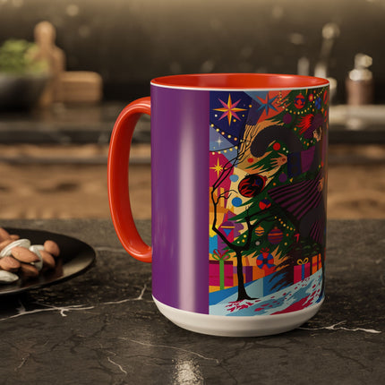 🎄✨ Christmas Among The Twinkling Trees Colorful Mug – Art Deco Holiday Fantasy