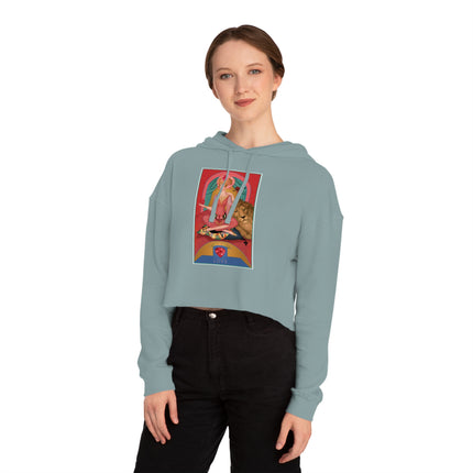 July & Ruby (from the Gem Series) by Sofia Chiostri Women’s Cropped Hooded Sweatshirt