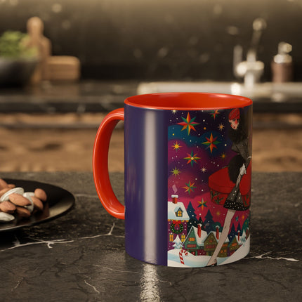 🎁✨ The Lady Of The Christmas Hatbox Colorful Mug – Art Deco Holiday Fantasy