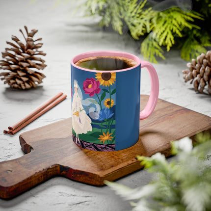 The Lady Of The Golden Parasol Colorful Mugs – Art Deco Botanical Elegance