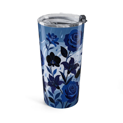 ☔💙 The Blue Rain Promenade Tumbler, 20oz – Art Deco Floral Fashion