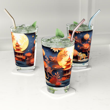 Tiger at an Autumn Moon Viewing Glass, 16oz