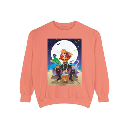 Moonlit Pirate Halloween Unisex Garment-Dyed Sweatshirt