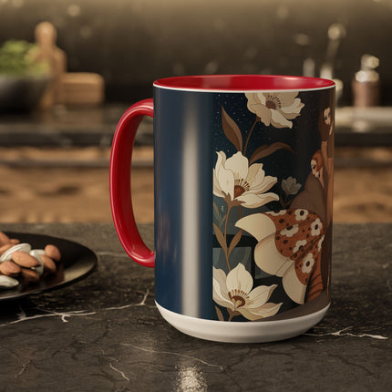 🌸✨ The Midnight Magnolia Masquerade Colorful Mug – Art Deco Nocturne
