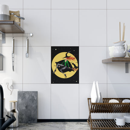A Witch’s Moonlit Flight Ceramic Tile