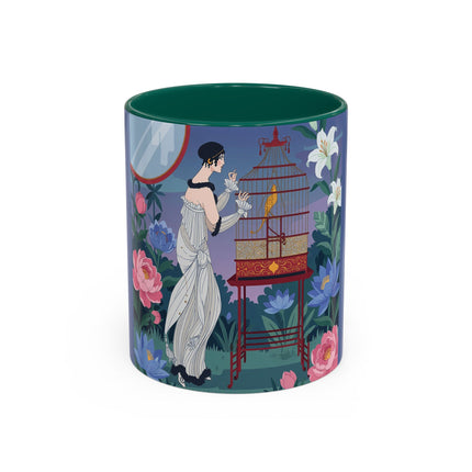 Whispers to the Golden Songbird Colorful Mugs – Art Deco Garden Elegance