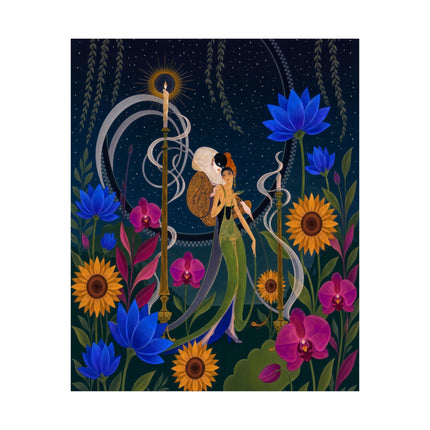🌙🪷 The Lady Of The Midnight Lotus Garden Matte Vertical Poster – Art Deco Nocturne